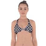 Black Cats On Gray Halter Neck Bikini Top