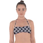 Black Cats On Gray Halter Bandeau Bikini Top