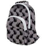 Black Cats On Gray Rounded Multi Pocket Backpack