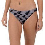 Black Cats On Gray Band Bikini Bottom