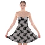 Black Cats On Gray Strapless Bra Top Dress