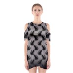 Black Cats On Gray Shoulder Cutout One Piece Dress