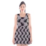 Black Cats On Gray Scoop Neck Skater Dress