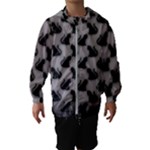 Black Cats On Gray Kids  Hooded Windbreaker