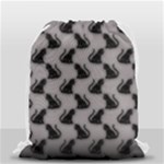 Black Cats On Gray Drawstring Bag (Small)
