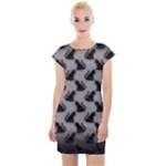 Black Cats On Gray Cap Sleeve Bodycon Dress