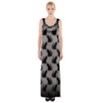 Black Cats On Gray Thigh Split Maxi Dress