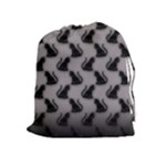 Black Cats On Gray Drawstring Pouch (XL)