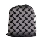 Black Cats On Gray Drawstring Pouch (XXL)