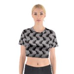 Black Cats On Gray Cotton Crop Top