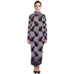 Black Cats On Gray Turtleneck Maxi Dress