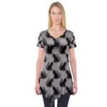 Black Cats On Gray Short Sleeve Tunic 