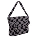 Black Cats On Gray Buckle Messenger Bag