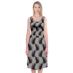Black Cats On Gray Midi Sleeveless Dress from ArtsNow.com
