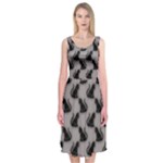 Black Cats On Gray Midi Sleeveless Dress