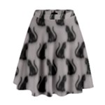 Black Cats On Gray High Waist Skirt