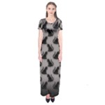 Black Cats On Gray Short Sleeve Maxi Dress