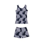 Black Cats On Gray Kids  Boyleg Swimsuit