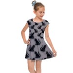 Black Cats On Gray Kids  Cap Sleeve Dress