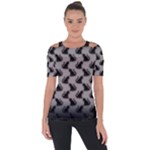 Black Cats On Gray Shoulder Cut Out Short Sleeve Top