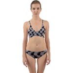 Black Cats On Gray Wrap Around Bikini Set