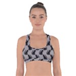 Black Cats On Gray Cross Back Sports Bra