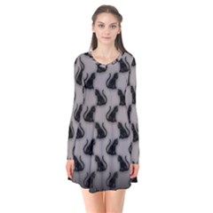 Long Sleeve V-neck Flare Dress 