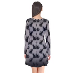 Long Sleeve V-neck Flare Dress 