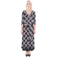 Quarter Sleeve Wrap Maxi Dress 