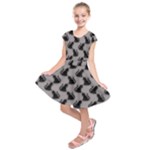 Black Cats On Gray Kids  Short Sleeve Dress