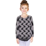 Black Cats On Gray Kids  Long Sleeve Tee