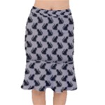 Black Cats On Gray Short Mermaid Skirt