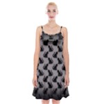 Black Cats On Gray Spaghetti Strap Velvet Dress