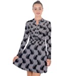 Black Cats On Gray Long Sleeve Panel Dress