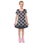 Black Cats On Gray Kids  Short Sleeve Velvet Dress