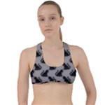 Black Cats On Gray Criss Cross Racerback Sports Bra