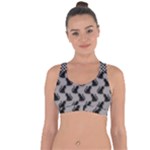 Black Cats On Gray Cross String Back Sports Bra