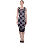 Black Cats On Gray Sleeveless Pencil Dress