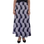 Black Cats On Gray Flared Maxi Skirt