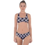 Black Cats On Gray Criss Cross Bikini Set