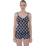 Black Cats On Gray Tie Front Two Piece Tankini