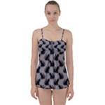 Black Cats On Gray Babydoll Tankini Set