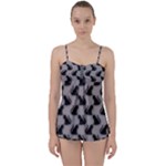 Black Cats On Gray Babydoll Tankini Set