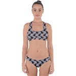 Black Cats On Gray Cross Back Hipster Bikini Set