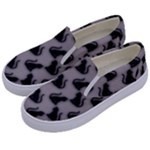 Black Cats On Gray Kids  Canvas Slip Ons