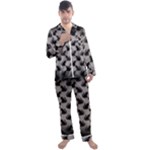 Black Cats On Gray Men s Satin Pajamas Long Pants Set