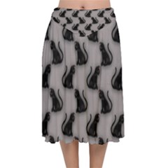 Velvet Flared Midi Skirt 