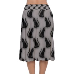Velvet Flared Midi Skirt 