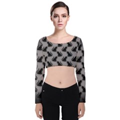 Velvet Long Sleeve Crop Top 