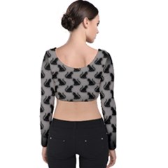 Velvet Long Sleeve Crop Top 